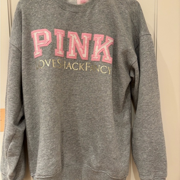 Victoria's Secret Tops - Victoria's Secret and Pink Collab Gray and Pink Crew Neck Sweatshirt